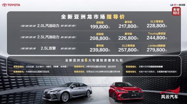 外观升级明显 全新丰田亚洲龙售19.98万起